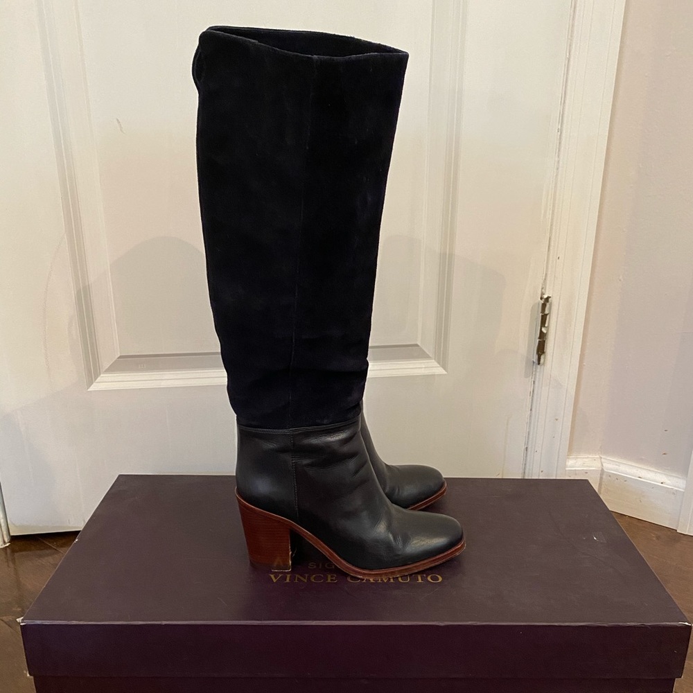 Vince Camuto blue suede boots